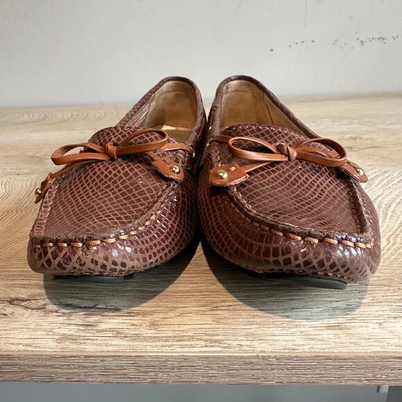 Marc Joseph Cypress Hill Driving Moccasins Loafer Mocha Gold Snake 7 - Picture 7 of 12